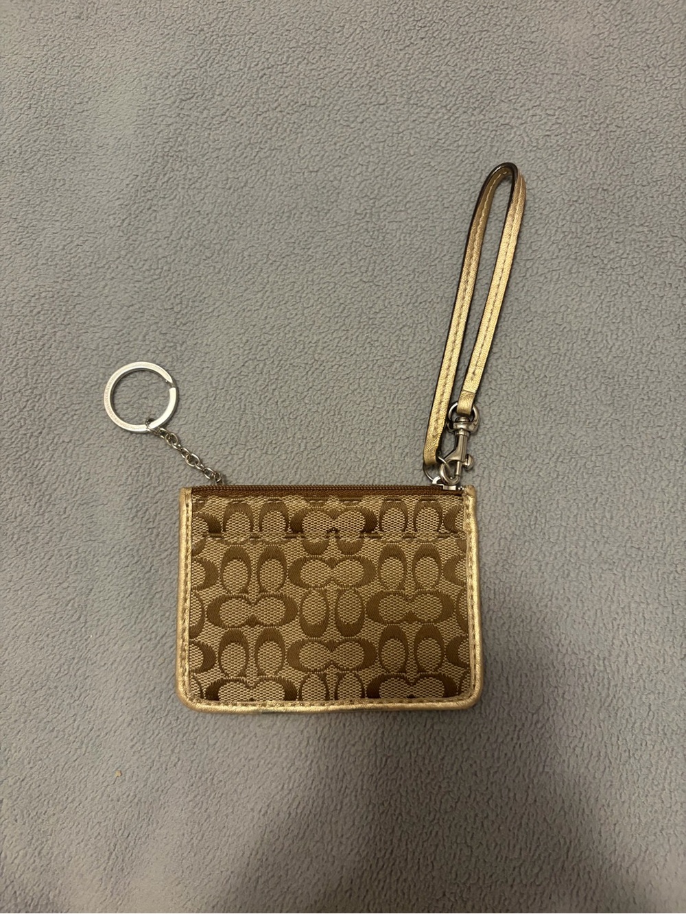 The Coach Mini Skinny ID Case Signature Canvas Card Coin Wallet
